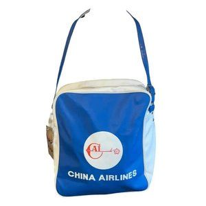 Vintage 60s 70s China Airlines of Taiwan CAL Vinyl Carry-On Travel Bag NR